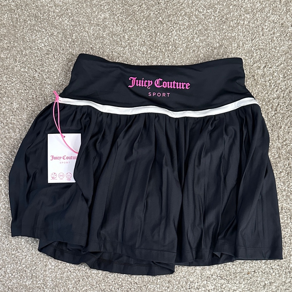 Juicy Couture Black Pleated Sport Skirt with Shorts - Pink Logo